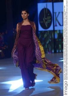Pakistan : Khaadi Khas designs showcased in PFDC Sunsilk Fashion Week 2016 Pakistani model presents creations of the famous designer Khaadi Khas on the last day of Pakistan Fashion Design Council (PFDC) Sunsilk Fashion Week 2016.  RanaxSajidxHussain