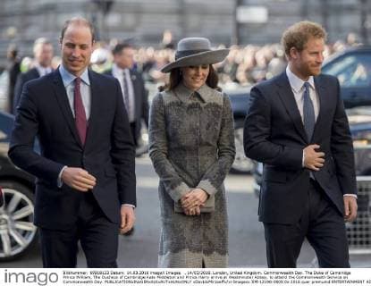 . 14 03 2016. London, United Kingdom. Commonwealth Day. The Duke of Cambridge Prince William, The Duchess of Cambridge Kate Middleton and Prince Harry arrive at Westminster Abbey, to attend the Commonwealth Service on Commonwealth Day.  xDavidxMirzoeffx xi-Imagesx IIM-12190-0005