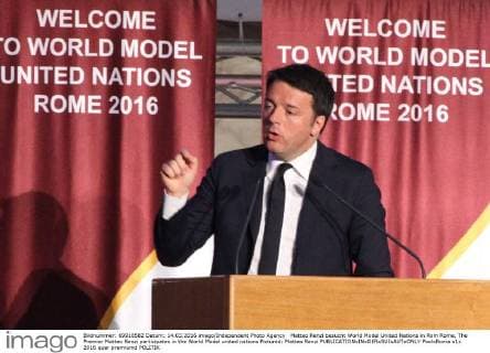 Matteo Renzi besucht World Model United Nations in Rom Rome, The Premier Matteo Renzi participates in the World Model united nations Pictured: Matteo Renzi  PoolxRoma