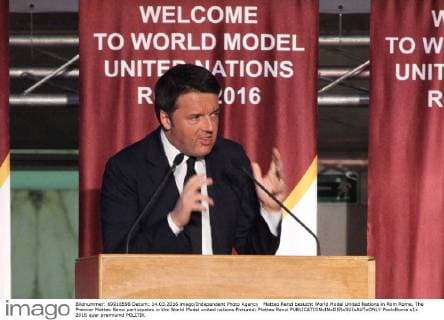 Matteo Renzi besucht World Model United Nations in Rom Rome, The Premier Matteo Renzi participates in the World Model united nations Pictured: Matteo Renzi  PoolxRoma