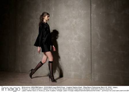 Lissabon Fashion Week - Filipe Faisca Modenschau March 13, 2016 - Lisbon, Portugal - A model presents a creation from the Portuguese fashion designer Filipe Faisca Fall Winter 2016 2017 collection during the Lisbon Fashion Week on March 11, 2016 in Lisbon, Portugal. Lisbon Portugal - ZUMAf123