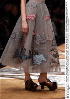 MOSCOW, RUSSIA. MARCH 14, 2016. A model wears a creation during a catwalk show for an autumn winter 2016 2017 collection by Alena Akhmadullina at Mercedes-Benz Fashion Week Russia in the Manezh Central Exhibition Hall. Vyacheslav Prokofyev TASS  TS0196E2