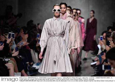 Lisboa Fashion Week Portugal, Lisbon,Mar. 13,2016 - LISBOA FASHION WEEK - A model walks the runway Luis Carvalho Fall Winter 2016 17 Collection during Moda Lisboa Fashion Week, in Lisbon, Portugal.  Copyright: BrunoxdexCarvalho