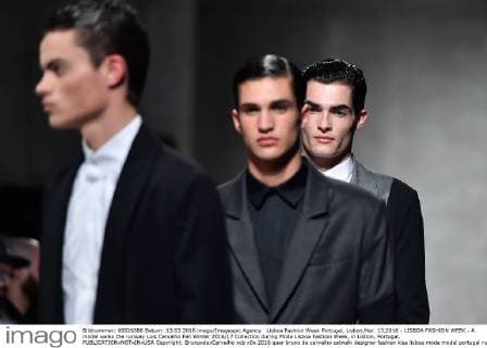 Lisboa Fashion Week Portugal, Lisbon,Mar. 13,2016 - LISBOA FASHION WEEK - A model walks the runway Luis Carvalho Fall Winter 2016 17 Collection during Moda Lisboa Fashion Week, in Lisbon, Portugal.  Copyright: BrunoxdexCarvalho