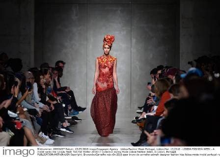 Lisboa Fashion Week Portugal, Lisbon,Mar. 13,2016 - LISBOA FASHION WEEK - A model walks the runway Nadir Tati Fall Winter 2016 17 Collection during Moda Lisboa Fashion Week, in Lisbon, Portugal.  Copyright: BrunoxdexCarvalho