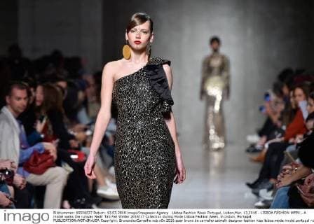 Lisboa Fashion Week Portugal, Lisbon,Mar. 13,2016 - LISBOA FASHION WEEK - A model walks the runway Nadir Tati Fall Winter 2016 17 Collection during Moda Lisboa Fashion Week, in Lisbon, Portugal.  Copyright: BrunoxdexCarvalho