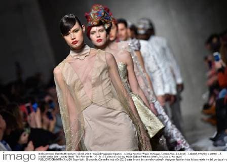Lisboa Fashion Week Portugal, Lisbon,Mar. 13,2016 - LISBOA FASHION WEEK - A model walks the runway Nadir Tati Fall Winter 2016 17 Collection during Moda Lisboa Fashion Week, in Lisbon, Portugal.  Copyright: BrunoxdexCarvalho