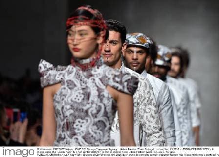 Lisboa Fashion Week Portugal, Lisbon,Mar. 13,2016 - LISBOA FASHION WEEK - A model walks the runway Nadir Tati Fall Winter 2016 17 Collection during Moda Lisboa Fashion Week, in Lisbon, Portugal.  Copyright: BrunoxdexCarvalho