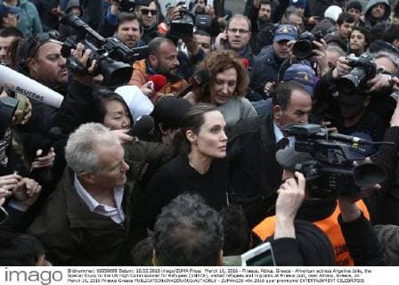 March 16, 2016 - Piraeus, Attica, Greece - American actress Angelina Jolie, the Special Envoy to the UN High Commissioner for Refugees (UNHCR), visited refugees and migrants at Piraeus port, near Athens, Greece, on March 16, 2016 Piraeus Greece  - ZUMAn230