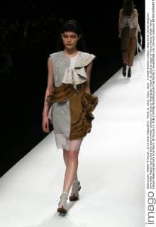 March 16, 2016, Tokyo, Japan - A model displays creation designed by Danish designers Anne Sofie Madsen during her 2016 autum winter collection in Tokyo on Wednesday, March 16, 2016 as a part of Tokyo Fashion Week. Tokyo Fashion Week started here from March 14 through 19.  (lwxa000369)