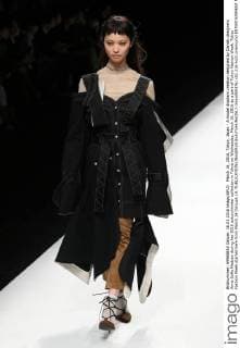March 16, 2016, Tokyo, Japan - A model displays creation designed by Danish designers Anne Sofie Madsen during her 2016 autum winter collection in Tokyo on Wednesday, March 16, 2016 as a part of Tokyo Fashion Week. Tokyo Fashion Week started here from March 14 through 19.  (lwxa000376)