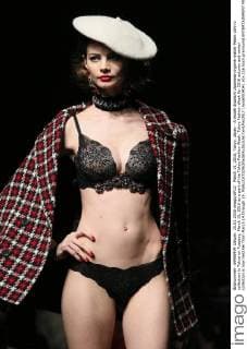 March 15, 2016, Tokyo, Japan - A model displays Japanese lingerie maker Peach John s collection in Tokyo on Tuesday, March 15, 2016 as a part of the Tokyo Fashion Week. Tokyo Fashion Week for 2016 autumn and winter collection is now held her from March 14 through 19.  (lwxa000404)