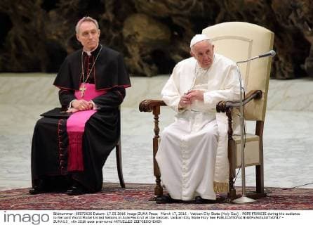 March 17, 2016 - Vatican City State (Holy See) - POPE FRANCIS during the audience to Harvard World Model United Nations in Aula Paolo VI at the Vatican. Vatican City State Holy See - ZUMAi15_
