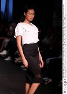 Plaza Indonesia Fashion Week Spring Summer 2016 A model on the runway featuring the works of the designers from Ardistia New York during the Plaza Indonesia Fashion Week Spring Summer 2016.  NatanaelxPohan