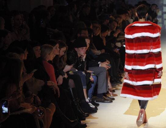 March 18, 2016 - A model presents a creation by Ukrainian designer Andre TAN during the 38th Ukrainian Fashion Week in Kiev, Ukraine, 18 March 2016. The fashion event presents 2016 collections by Ukrainian and international designers from 17 to 23 March. - ZUMAs334