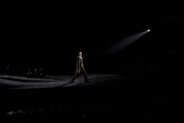 Japan: Onitsuka Tiger brand, Andrea Pompilio s autumn winter 2016 collection A model test the runway before the Onitsuka Tiger brand, Andrea Pompilio designer 2016 autumn winter fashion show starts at the Mercedes-Benz Fashion Week Tokyo in Japan.  AlessandroxDixCiommo