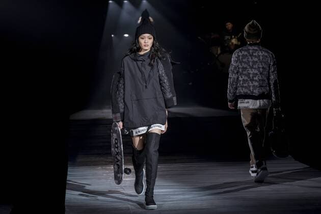 Japan: Onitsuka Tiger brand, Andrea Pompilio s autumn winter 2016 collection A model on the runway during the Onitsuka Tiger brand, Andrea Pompilio s design 2016 autumn winter fashion show at the Mercedes-Benz Fashion Week Tokyo in Japan.  AlessandroxDixCiommo