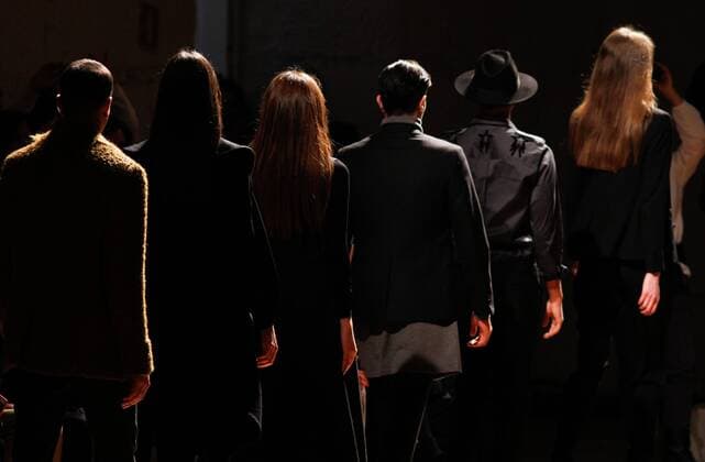 Portugal: Fashion Week Models displays a creation by portuguese designer Nuno Baltazar at his Fall Winter 2016 collection fashion show during Portugal Fashion Week in Porto.  NunoxGuimaraes