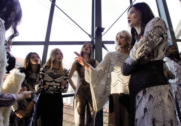 Portugal: Fashion Week Models at backstage before their Fall Winter 2016 collection fashion show during Portugal Fashion Week in Porto.  NunoxGuimaraes