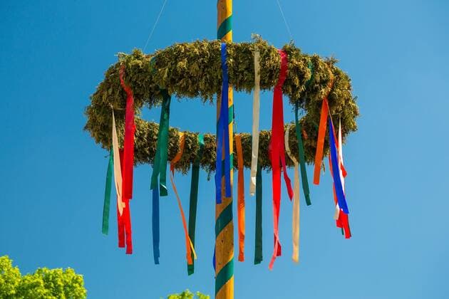 Maitraditionen Maibaum, in Coswig-Kötitz, Sachsen, Deutschland