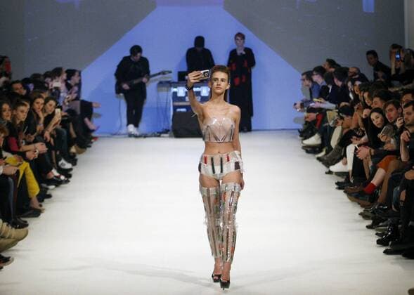 March 21, 2016 - A model presents a creation by Ukrainian designer KASS during the 38th Ukrainian Fashion Week in Kiev, Ukraine, 21 March 2016. The fashion event presents 2016 collections by Ukrainian and international designers from 17 to 23 March. - ZUMAs334