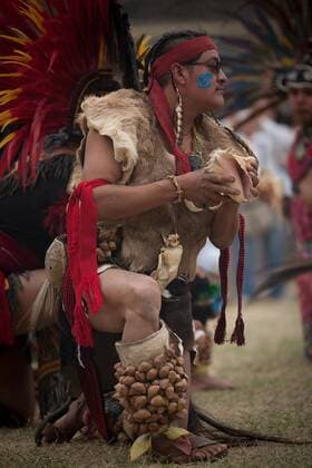 A man takes part in a ceremony to celebrate the spring equinox in the archaeological zone of Cuicuilco in Mexico City, capital of Mexico, on March 21, 2016. Spring equinox marks the sun s crossing of the Equator and the start of spring in the Northern Hemisphere. Each year, ceremonies are held in Mexico to celebrate the spring equinox. ) MEXICO-MEXICO CITY-SPRING-EQUINOX PedroxMera 