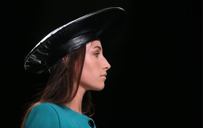 Moscow Fashion Week - Modenschau Pierre Cardin MOSCOW, RUSSIA. MARCH 22, 2016. A model showcases a creation by French designer Pierre Cardin at the 35th Season of Moscow Fashion Week, in Moscow s Gostiny Dvor Shopping and Exhibition Centre. Sergei Bobylev TASS  TS01D0AC