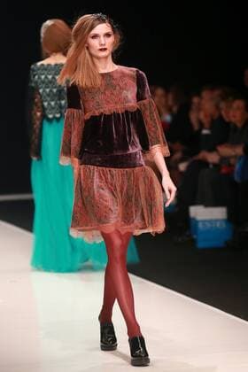 MOSCOW, RUSSIA. MARCH 23, 2016. Models showcase creations by Russian designer Elena Shipilova at the 2016 Moscow Fashion Week in Moscow s Gostiny Dvor. Sergei Fadeichev TASS  TS01D303