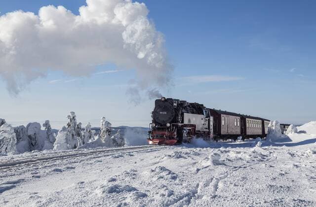 Germany, Saxony-Anhalt, Harz National Park, Brocken, Harz Narrow Gauge Railway in winter property released  PVCF000799