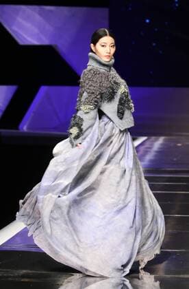 BEIJING, CHINA - MARCH 25: (CHINA OUT) A model showcases designs on the runway at Hempel Award - the 24th China International Young Fashion Designers Contest during day one of the Mercedes-Benz China Fashion Week A W 16 17 Collection at Beijing Hotel on March 25, 2016 in Beijing, China.  CFP481722761