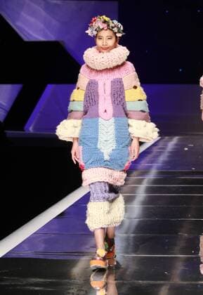 BEIJING, CHINA - MARCH 25: (CHINA OUT) A model showcases designs on the runway at Hempel Award - the 24th China International Young Fashion Designers Contest during day one of the Mercedes-Benz China Fashion Week A W 16 17 Collection at Beijing Hotel on March 25, 2016 in Beijing, China.  CFP481722769