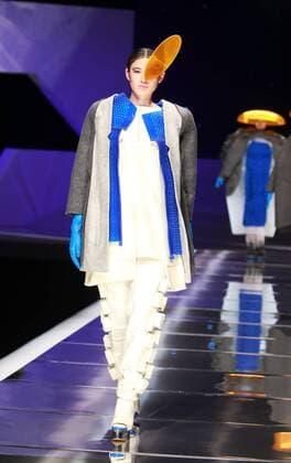 BEIJING, CHINA - MARCH 25: (CHINA OUT) A model showcases designs on the runway at Hempel Award - the 24th China International Young Fashion Designers Contest during day one of the Mercedes-Benz China Fashion Week A W 16 17 Collection at Beijing Hotel on March 25, 2016 in Beijing, China.  CFP481722779