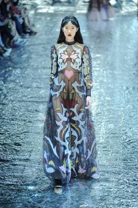 BEIJING, CHINA - MARCH 27: (CHINA OUT) A model showcases designs on the runway at Mary Katrantzou Collection during the Mercedes-Benz China Fashion Week Autumn Winter 2016 2017 at 751D.Park on March 27, 2016 in Beijing, China.  CFP481794571