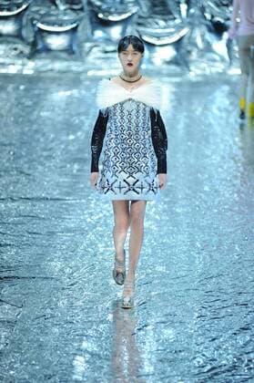 BEIJING, CHINA - MARCH 27: (CHINA OUT) A model showcases designs on the runway at Mary Katrantzou Collection during the Mercedes-Benz China Fashion Week Autumn Winter 2016 2017 at 751D.Park on March 27, 2016 in Beijing, China.  CFP481794586