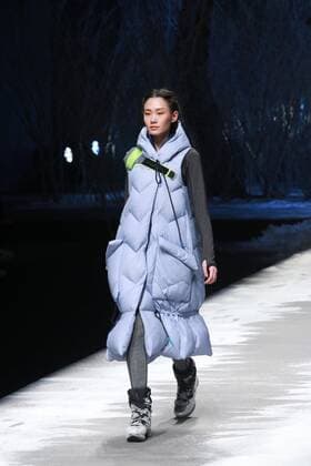 BEIJING, CHINA - MARCH 28: (CHINA OUT) A model showcases designs on the runway at BOSIDENG Collection during the Mercedes-Benz China Fashion Week Autumn Winter 2016 2017 at Beijing Hotel on March 28, 2016 in Beijing, China.  CFP481829673