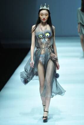BEIJING, CHINA - MARCH 28: (CHINA OUT) A model showcases designs on the runway at XEFIEE Collection during the Mercedes-Benz China Fashion Week Autumn Winter 2016 2017 at 751D.Park on March 28, 2016 in Beijing, China.  CFP481829608