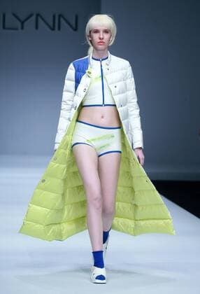 BEIJING, CHINA - MARCH 28: (CHINA OUT) A model showcases designs on the runway at E-hoo & FILYNN Collection during the Mercedes-Benz China Fashion Week Autumn Winter 2016 2017 at 751D.Park on March 28, 2016 in Beijing, China.  CFP481840323