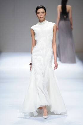 BEIJING, CHINA - MARCH 29: (CHINA OUT) A model showcases designs on the runway at Fei Gallery & Boutique Collection during the Mercedes-Benz China Fashion Week Autumn Winter 2016 2017 at Beijing Hotel on March 29, 2016 in Beijing, China.  CFP481873133