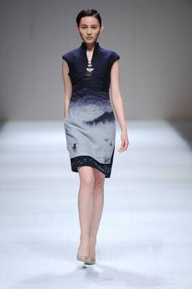 BEIJING, CHINA - MARCH 29: (CHINA OUT) A model showcases designs on the runway at Fei Gallery & Boutique Collection during the Mercedes-Benz China Fashion Week Autumn Winter 2016 2017 at Beijing Hotel on March 29, 2016 in Beijing, China.  CFP481873138
