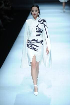 BEIJING, CHINA - MARCH 29: (CHINA OUT) A model showcases designs on the runway at J BY HO & WOW-IN Collection during the Mercedes-Benz China Fashion Week Autumn Winter 2016 2017 at 751D.Park on March 29, 2016 in Beijing, China.  CFP481873058