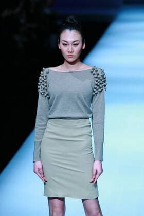 BEIJING, CHINA - MARCH 29: (CHINA OUT) A model showcases designs on the runway at Ling Wu Fine Cashmere Fashion Brands Joint Collection during the Mercedes-Benz China Fashion Week Autumn Winter 2016 2017 at 751D¡¤PARK on March 29, 2016 in Beijing, China.  CFP481886702