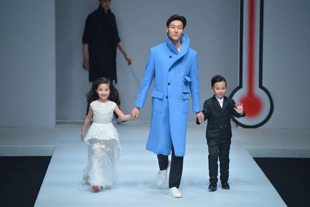BEIJING, CHINA - MARCH 31: (CHINA OUT) Three models showcase designs on the runway at RX Ren Zhong & Xu Xinyin Men s Wear Collection during the Mercedes-Benz China Fashion Week Autumn Winter 2016 2017 at 751D.Park on March 31, 2016 in Beijing, China.  CFP481994536