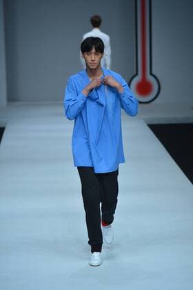 BEIJING, CHINA - MARCH 31: (CHINA OUT) A model showcases designs on the runway at RX Ren Zhong & Xu Xinyin Men s Wear Collection during the Mercedes-Benz China Fashion Week Autumn Winter 2016 2017 at 751D.Park on March 31, 2016 in Beijing, China.  CFP481994528