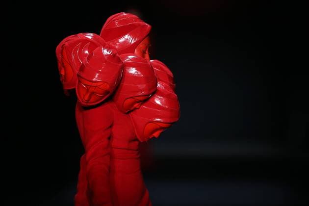 BEIJING, CHINA - MARCH 31: (CHINA OUT) A model showcases designs on the runway at Sheguang Hu Collection during the Mercedes-Benz China Fashion Week Autumn Winter 2016 2017 at 751D.Park on March 31, 2016 in Beijing, China.  CFP481980154