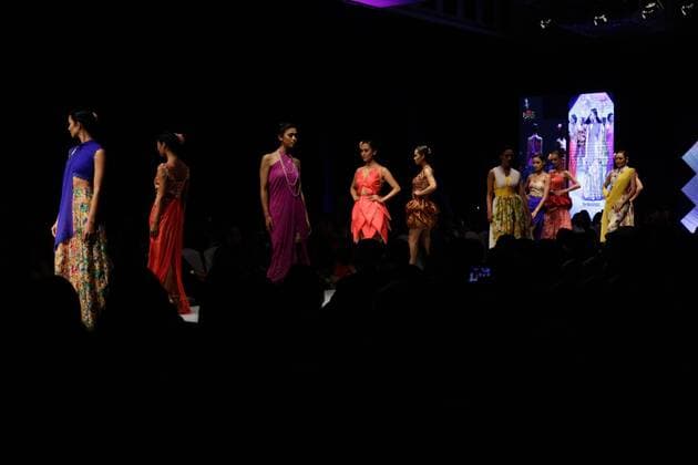 April 1, 2016 - Kathmandu, Nepal - A model presents a creation by a local designer during the 3rd day of Nepal Fashion Week in Kathmandu, Nepal on April 1, 2016. Kathmandu Nepal  - ZUMAn230
