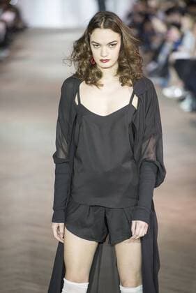 (160403) -- TBILISI, April 3, 2016 -- A model presents a creation by Atelier from Georgia during the Tbilisi Fall & Winter Fashion Week 2016-2017 in Tbilisi, capital of Georgia, on April 3, 2016. ) GEORGIA-TBILISI-FALL & WINTER FASHION WEEK GiorgixInduashvili 