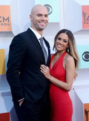 Country Music Awards in Las Vegas (L-R) Former NFL player Mike Caussin and recording artist actress Jana Kramer attend the 51st annual Academy of Country Music Awards held at the MGM Grand Arena in Las Vegas, Nevada on April 3, 2016.  LAV20160403088 JIMxRUYMEN