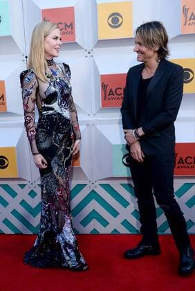 (L-R) Actress Nicole Kidman and singer Keith Urban attend the 51st annual Academy of Country Music Awards held at the MGM Grand Arena in Las Vegas, Nevada on April 3, 2016.  LAV20160403135 JIMxRUYMEN