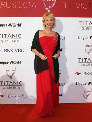 Marina Heiden bei der Verleihung VICTRESS Award 2016 im Hotel Titanic Chausseestr. Berlin.