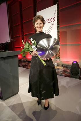 Maxie Matthiesen (Preistraegerin VICTRESS Vital Award; Gruenderin Ruby Cup), bei der Verleihung VICTRESS Award 2016 im Hotel Titanic Chausseestr. Berlin.